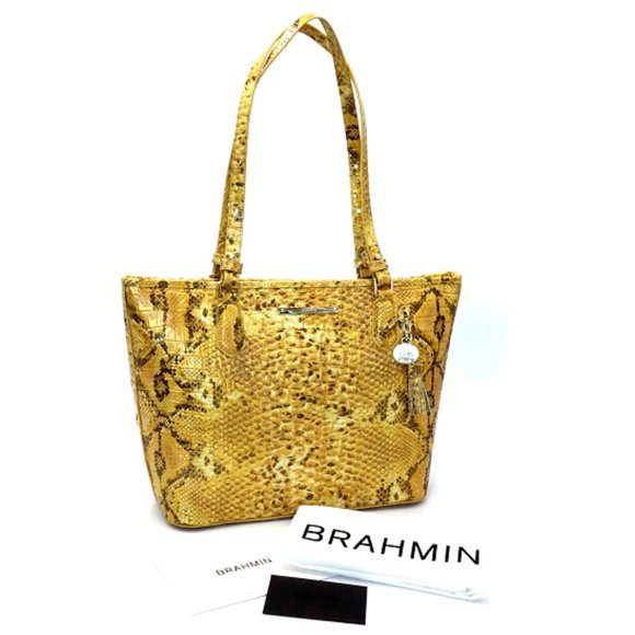 Brahmin Bags Brahmin Medium Asher Tote Canary Yellow Solid Melbourne Croc Leather Nwt 35